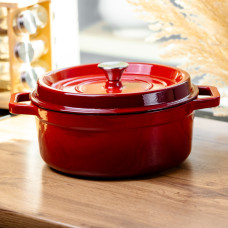 Кокотниця чавунна емальована 5,5 л, червоний Yiwu HP-FLG-5 RED