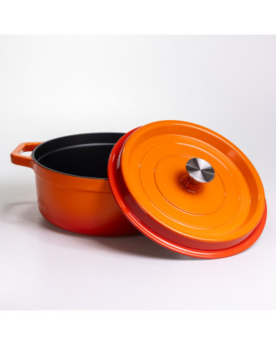 Кокотниця чавунна емальована 5,5 л, помаранчевий Yiwu HP-FLG-5 ORANGE