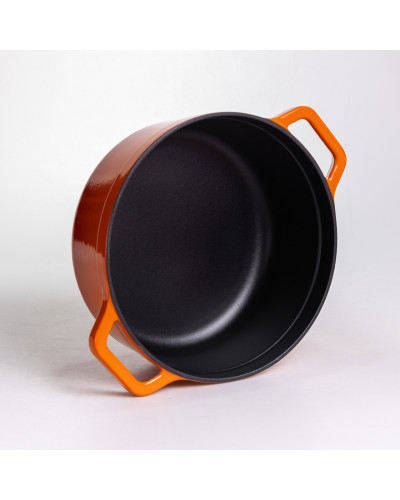 Кокотниця чавунна емальована 5,5 л, помаранчевий Yiwu HP-FLG-5 ORANGE
