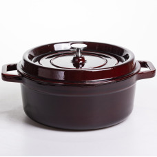 Кокотниця чавунна емальована 6,5 л, бургунді Yiwu HP-FLG-12 burgundy