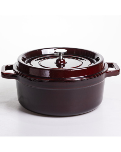 Кокотниця чавунна емальована 6,5 л, бургунді Yiwu HP-FLG-12 burgundy