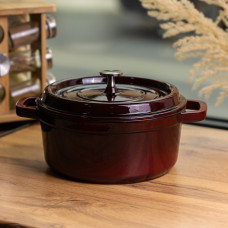 Кокотниця чавунна емальована 6,5 л, бургунді Yiwu HP-FLG-12 burgundy
