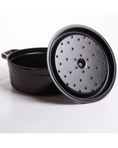 Кокотниця чавунна емальована 6,5 л, бургунді Yiwu HP-FLG-12 burgundy