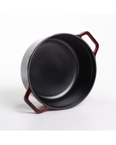 Кокотниця чавунна емальована 6,5 л, бургунді Yiwu HP-FLG-12 burgundy