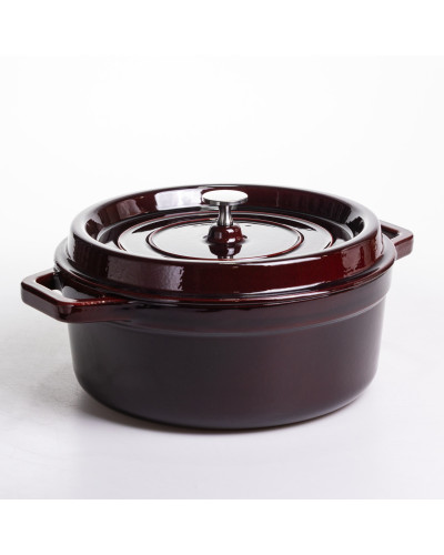 Кокотниця чавунна емальована 6,5 л, бургунді Yiwu HP-FLG-12 burgundy