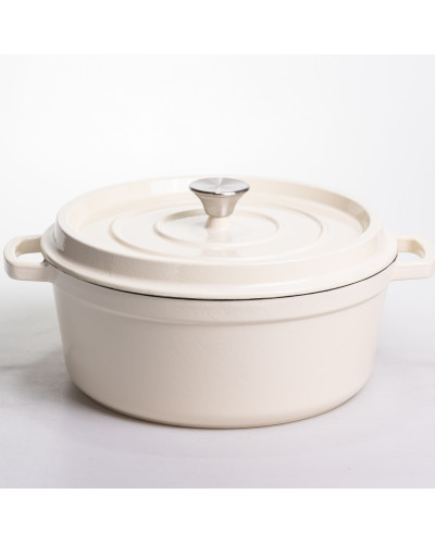 Кокотниця чавунна емальована 6 л, бежевий Yiwu HP-FLG-6 WHITE