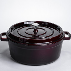 Кокотниця чавунна емальована 6 л, бургунді Yiwu HP-FLG-13 burgundy