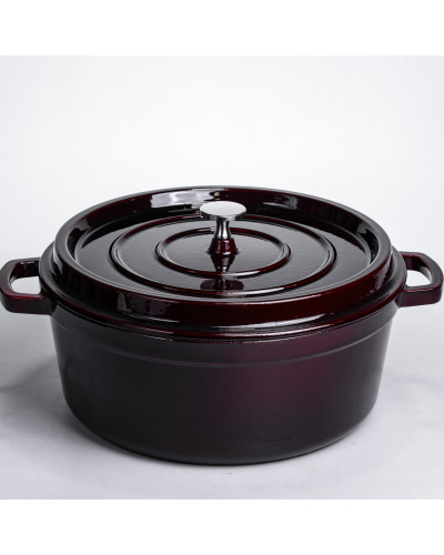 Кокотниця чавунна емальована 6 л, бургунді Yiwu HP-FLG-13 burgundy
