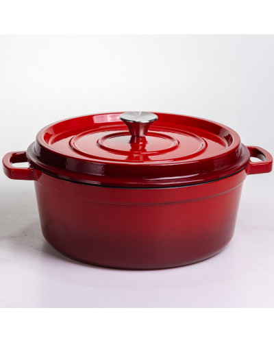 Кокотниця чавунна емальована 6 л, червоний Yiwu HP-FLG-6 RED