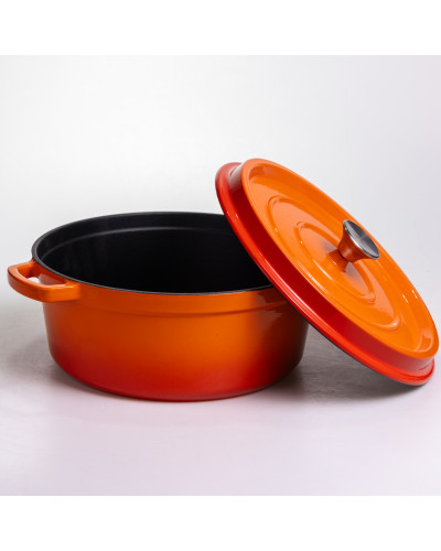 Кокотниця чавунна емальована 6 л, помаранчевий Yiwu HP-FLG-6 ORANGE