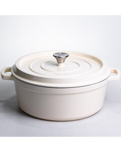 Кокотниця чавунна емальована 7,5 л, бежевий Yiwu HP-FLG-7 WHITE