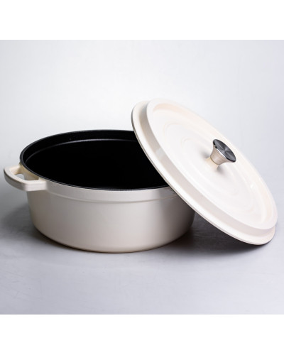 Кокотниця чавунна емальована 7,5 л, бежевий Yiwu HP-FLG-7 WHITE