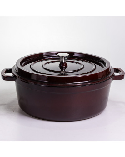 Кокотниця чавунна емальована 7,5 л, бургунді Yiwu HP-FLG-14 burgundy
