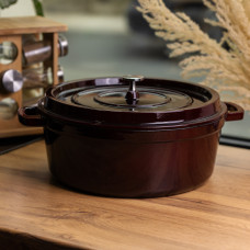 Кокотниця чавунна емальована 7,5 л, бургунді Yiwu HP-FLG-14 burgundy