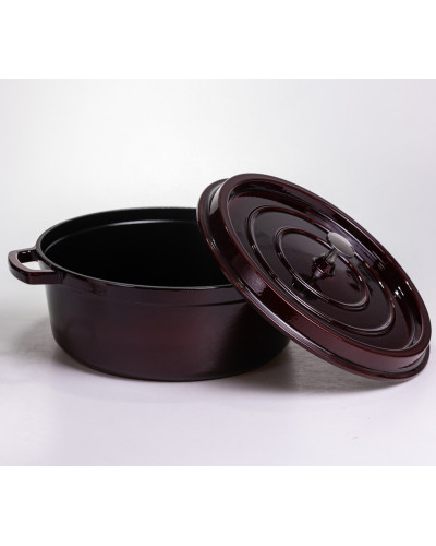 Кокотниця чавунна емальована 7,5 л, бургунді Yiwu HP-FLG-14 burgundy