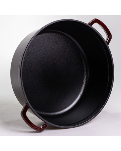 Кокотниця чавунна емальована 7,5 л, бургунді Yiwu HP-FLG-14 burgundy