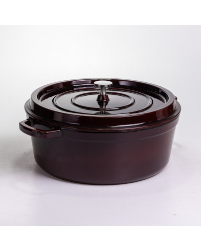 Кокотниця чавунна емальована 7,5 л, бургунді Yiwu HP-FLG-14 burgundy