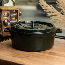 Кокотниця чавунна емальована 7,5 л, малахіт Yiwu HP-FLG-14 green