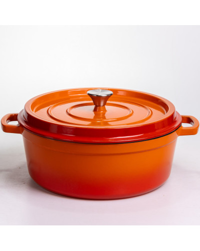 Кокотниця чавунна емальована 7,5 л, помаранчевий Yiwu HP-FLG-7 ORANGE