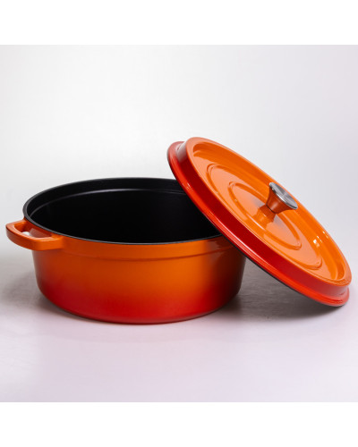 Кокотниця чавунна емальована 7,5 л, помаранчевий Yiwu HP-FLG-7 ORANGE