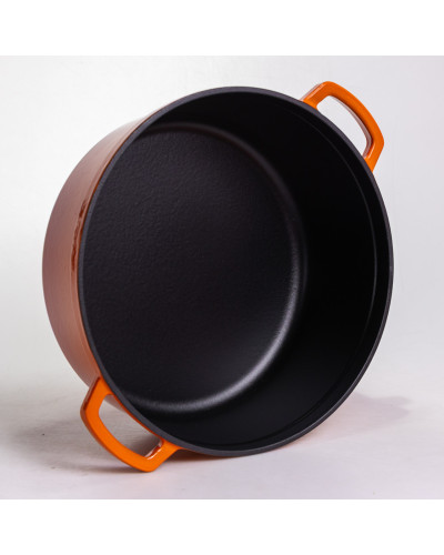 Кокотниця чавунна емальована 7,5 л, помаранчевий Yiwu HP-FLG-7 ORANGE