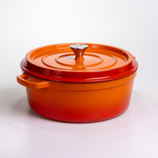 Кокотниця чавунна емальована 7,5 л, помаранчевий Yiwu HP-FLG-7 ORANGE