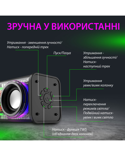 Бездротова колонка Bluetooth V8 2 динаміка на 10 Вт акумулятор і стереозвук