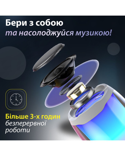 Колонка бездротова портативна Pulse 4 міні з USB і Bluetooth 5 Вт Type-C AUX Micro SD, що світиться Білий
