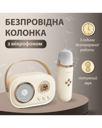 Колонка Bluetooth бездротова портативна з мікрофоном потужна колонка з вологозахистом TF card Platinum C-20 Бежевий