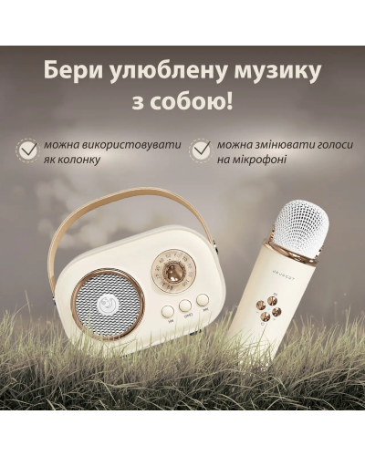 Колонка Bluetooth бездротова портативна з мікрофоном потужна колонка з вологозахистом TF card Platinum C-20 Бежевий