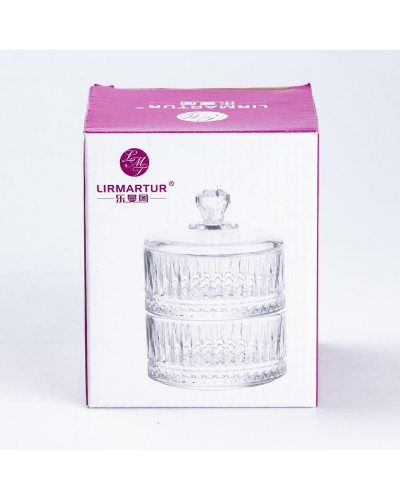 Цукерниця двоярусна 2×300 (мл) скляна з кришкою 15 (см)