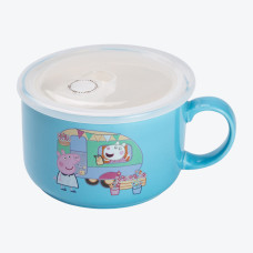 Кружка керамічна з пластиковою кришкою, 770 мл, для супу та локшини Peppa Pig
