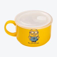 Кружка керамічна з пластиковою кришкою, 900 мл, для супу та локшини Minions
