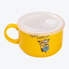 Кружка керамічна з пластиковою кришкою, 900 мл, для супу та локшини Minions