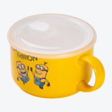 Кружка керамічна з пластиковою кришкою, 900 мл, для супу та локшини Minions