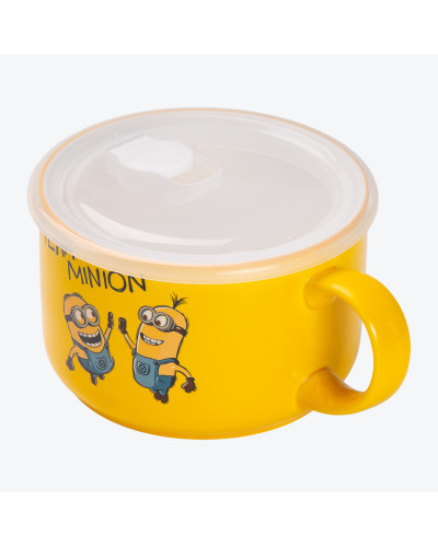 Кружка керамічна з пластиковою кришкою, 900 мл, для супу та локшини Minions