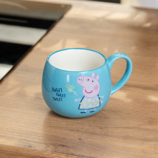 Кухоль Peppa Pig керамічна 400 мл Peppa Pig чашка для подарунка Peppa Pig синя