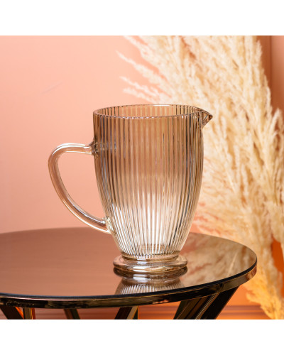 Глек для напоїв 1.2 л фігурний прозорий ребристий із товстого скла Tea Color