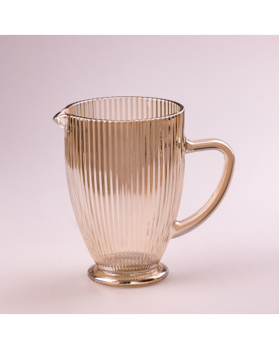 Глек для напоїв 1.2 л фігурний прозорий ребристий із товстого скла Tea Color
