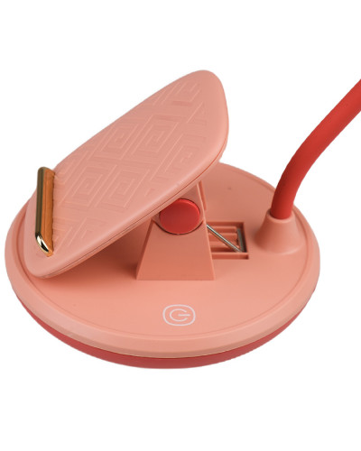 Лампа настільна з підставкою для телефона з акумулятором і USB лампа гнучка сенсорна 2 Вт GL-565 Рожевий