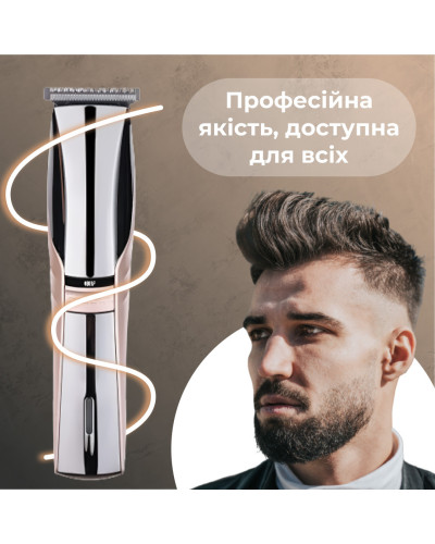 Машинка для стрижки професійна акумуляторна для волосся та бороди з USB та насадками Geemy GM-6010