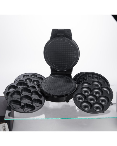 Мультипекар Sokany SK-08105 5 в 1 600 Вт з антипригарними панелями: для вафель, коржів, пончиків, горішків, фігурного печива