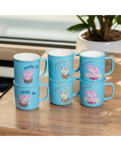 Набір із 6 чашок Peppa Pig, 150 мл, синій.