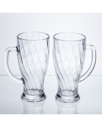 Набір кухлів для пива Glass Mug скляних 2 штуки по 420 мл HP-17-59