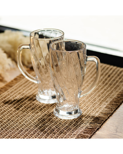 Набір кухлів для пива Glass Mug скляних 2 штуки по 420 мл HP-17-59