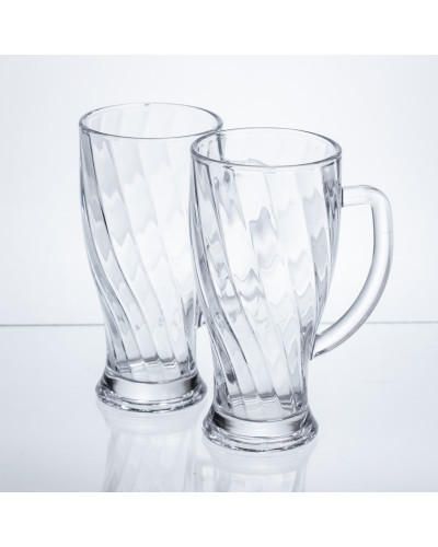 Набір кухлів для пива Glass Mug скляних 2 штуки по 420 мл HP-17-59