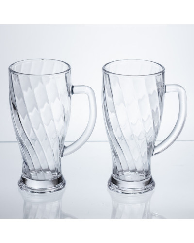 Набір кухлів для пива Glass Mug скляних 2 штуки по 420 мл HP-17-59