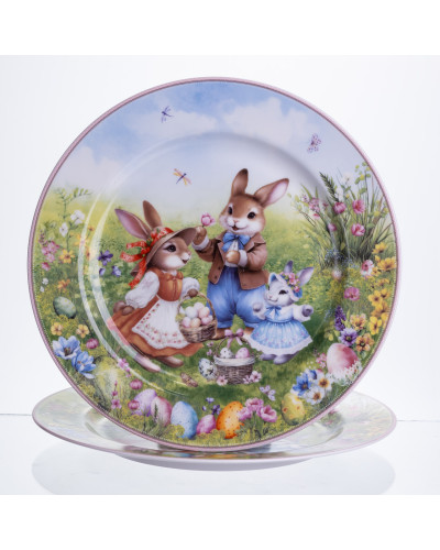 Набір обідніх тарілок Rabbit Family порцелянових  2штуки 25см  HP-7323-10 