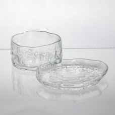 Набір піал з блюдцями скляні Gold Rimmed 200 мл фактурних Yiwu HP-34-93