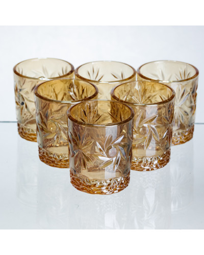 Набір чарок для віскі Shot glass 6 штук по 75 мл коричневий HP-17-39